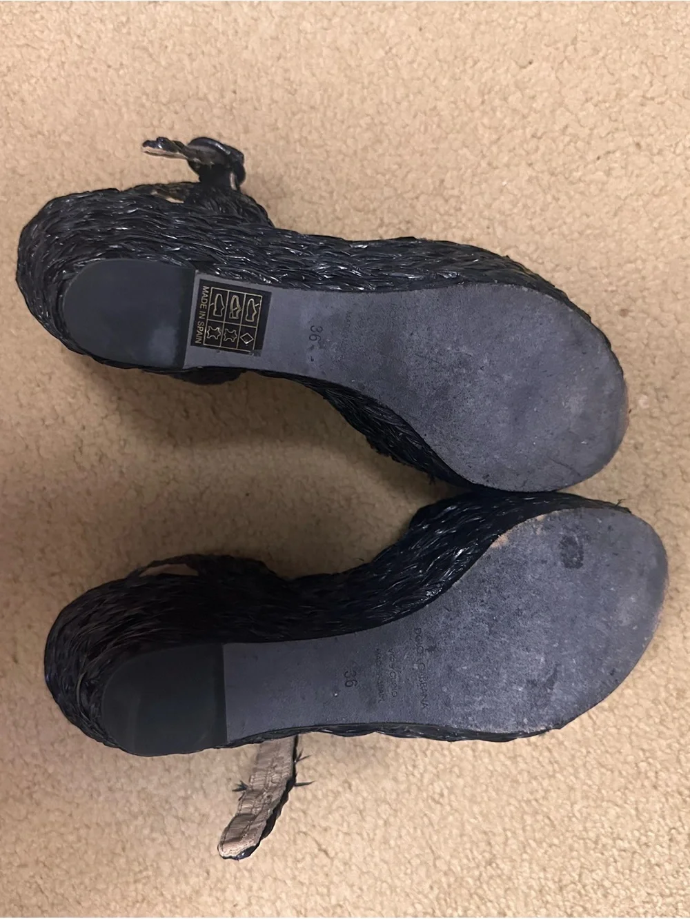 Dolce & Gabbana Black Raffia Wedges